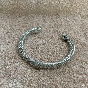 David Yurman Spiral Twist Open Cuff Bracelet With Diamonds